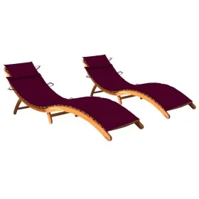 Sun loungers 2 units with solid acacia wood cushions by vidaXL, Loungers - Ref: Foro24-3077370, Price: 350,09 €, Discount: %