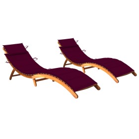 Tumbonas 2 unidades con cojines madera maciza de acacia de vidaXL, Tumbonas - Ref: Foro24-3077370, Precio: 363,42 €, Descuent...
