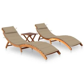 Sun loungers 2 units with table and cushions solid acacia wood by vidaXL, Loungers - Ref: Foro24-3077379, Price: 365,11 €, Di...