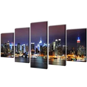 Decorative set of canvas wall art New York night 100 x 50 cm by vidaXL, Posters, prints and visual art - Ref: Foro24-241550, ...