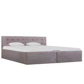 Cama canapé hidráulica con almacenaje tela gris topo 160x200 cm