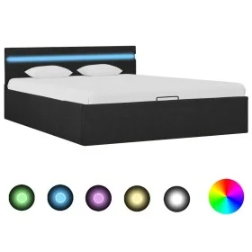 Cama hidráulica con almacenaje y LED tela gris oscuro 140x200cm de vidaXL, Camas y somieres - Ref: Foro24-285603, Precio: 366...