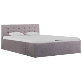 Cama canapé hidráulica con almacenaje tela gris topo 120x200 cm