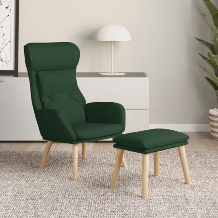Relaxation armchair with dark green fabric stool by vidaXL, Armchairs - Ref: Foro24-3097755, Price: 144,43 €, Discount: %