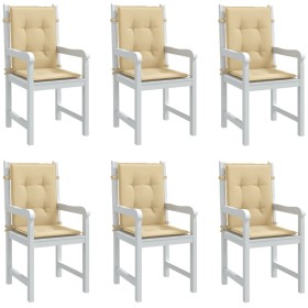 Cojines silla respaldo bajo 6 ud tela beige melange 100x50x4 cm