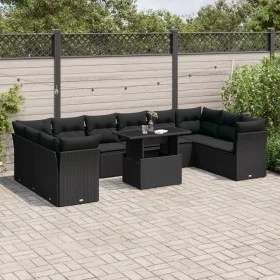 11-teiliges Gartensofa-Set und schwarze synthetische Rattankissen von vidaXL, Gartensets - Ref: Foro24-3266855, Preis: 756,41...