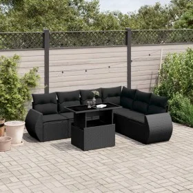 7-piece garden sofa set with black synthetic rattan cushions by vidaXL, Garden sets - Ref: Foro24-3268555, Price: 540,58 €, D...