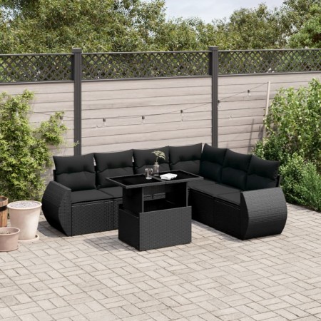 7-piece garden sofa set with black synthetic rattan cushions by vidaXL, Garden sets - Ref: Foro24-3268555, Price: 499,60 €, D...
