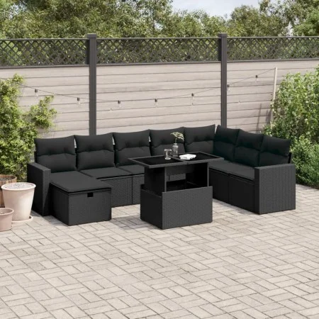 8-teiliges Gartensofa-Set und schwarze synthetische Rattankissen von vidaXL, Gartensets - Ref: Foro24-3274865, Preis: 618,20 ...