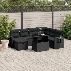 8-teiliges Gartensofa-Set und schwarze synthetische Rattankissen von vidaXL, Gartensets - Ref: Foro24-3274995, Preis: 571,53 ...