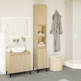 Badezimmerschrank aus Eichenholz-Sonoma-Sperrholz 30x30x190 cm. von vidaXL, Badezimmerwaschtische - Ref: Foro24-847388, Preis...