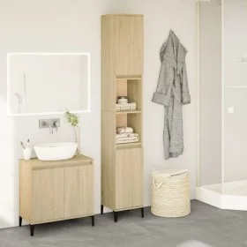 Badezimmerschrank aus Eichenholz-Sonoma-Sperrholz 30x30x190 cm. von vidaXL, Badezimmerwaschtische - Ref: Foro24-847388, Preis...