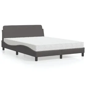 Bed with gray synthetic leather mattress 120x200 cm by vidaXL, Beds and slatted bases - Ref: Foro24-3208380, Price: 327,21 €,...