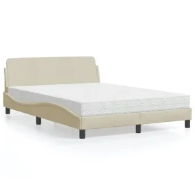 Bed with cream fabric mattress 140x190 cm by vidaXL, Beds and slatted bases - Ref: Foro24-3208389, Price: 372,16 €, Discount: %