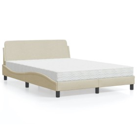 Bett mit cremefarbener Stoffmatratze 140x190 cm von vidaXL, Betten und Lattenroste - Ref: Foro24-3208389, Preis: 378,37 €, Ra...