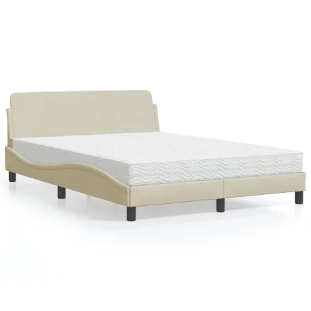 Bed with cream fabric mattress 140x190 cm by vidaXL, Beds and slatted bases - Ref: Foro24-3208389, Price: 372,16 €, Discount: %