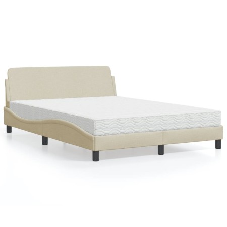 Bett mit cremefarbener Stoffmatratze 140x190 cm von vidaXL, Betten und Lattenroste - Ref: Foro24-3208389, Preis: 378,37 €, Ra...