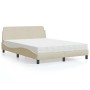 Bett mit cremefarbener Stoffmatratze 140x190 cm von vidaXL, Betten und Lattenroste - Ref: Foro24-3208389, Preis: 378,37 €, Ra...