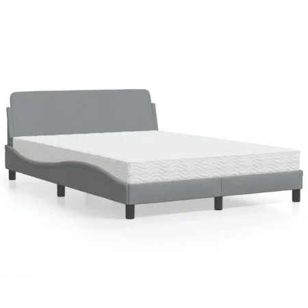 Bed with light gray fabric mattress 140x200 cm by vidaXL, Beds and slatted bases - Ref: Foro24-3208404, Price: 375,03 €, Disc...