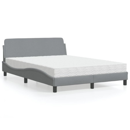 Bett mit hellgrauer Stoffmatratze 140x200 cm von vidaXL, Betten und Lattenroste - Ref: Foro24-3208404, Preis: 381,46 €, Rabat...