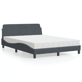 Bed with dark gray velvet mattress 140x200 cm by vidaXL, Beds and slatted bases - Ref: Foro24-3208412, Price: 342,82 €, Disco...