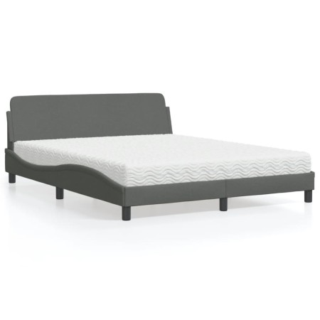Bed with dark gray fabric mattress 160x200 cm by vidaXL, Beds and slatted bases - Ref: Foro24-3208425, Price: 404,49 €, Disco...