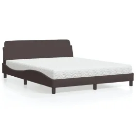 Bed with dark brown fabric mattress 160x200 cm by vidaXL, Beds and slatted bases - Ref: Foro24-3208427, Price: 365,40 €, Disc...