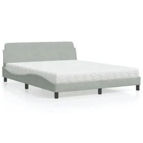 Bed with light gray velvet mattress 160x200 cm by vidaXL, Beds and slatted bases - Ref: Foro24-3208431, Price: 348,88 €, Disc...