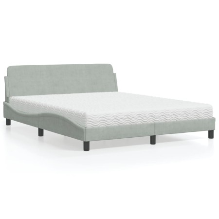 Bed with light gray velvet mattress 160x200 cm by vidaXL, Beds and slatted bases - Ref: Foro24-3208431, Price: 367,57 €, Disc...