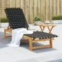 Tumbona con mesa madera maciza de acacia y tela negra by vidaXL, Loungers - Ref: Foro24-3214213, Price: 148,02 €, Discount: %