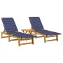 Liegestühle mit Tisch, 2 Stück Massivholz aus dunkelblauer Akazie. von vidaXL, Liegen - Ref: Foro24-3214218, Preis: 259,11 €,...