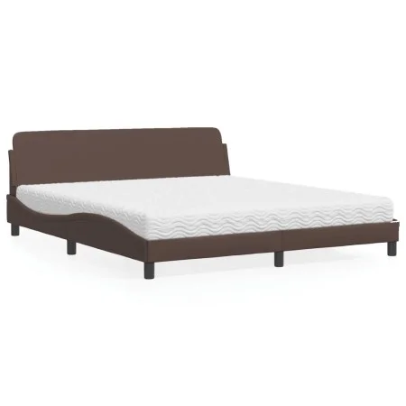 Bed with brown synthetic leather mattress 180x200 cm by vidaXL, Beds and slatted bases - Ref: Foro24-3208459, Price: 393,96 €...