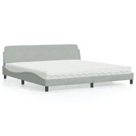 Bed with light gray velvet mattress 200x200 cm by vidaXL, Beds and slatted bases - Ref: Foro24-3208471, Price: 437,15 €, Disc...