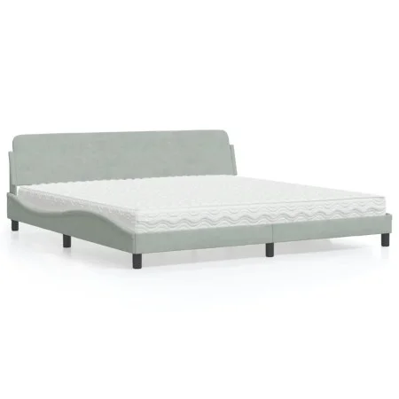 Bed with light gray velvet mattress 200x200 cm by vidaXL, Beds and slatted bases - Ref: Foro24-3208471, Price: 436,47 €, Disc...