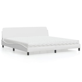 Cama con colchón cuero sintético blanco 200x200 cm