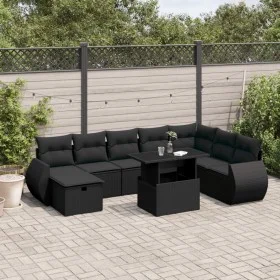 Set de sofás de jardín 8 piezas y cojines ratán sintético negro by vidaXL, Garden sets - Ref: Foro24-3275185, Price: 641,40 €...