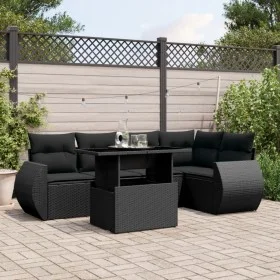 6-teiliges Gartensofa-Set und Kissen aus schwarzem Kunststoff-Rattan. von vidaXL, Gartensets - Ref: Foro24-3268515, Preis: 47...