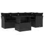6-teiliges Gartensofa-Set und Kissen aus schwarzem Kunststoff-Rattan. von vidaXL, Gartensets - Ref: Foro24-3266565, Preis: 42...