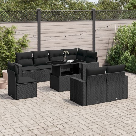 Set de sofás de jardín 8 piezas y cojines ratán sintético negro by vidaXL, Garden sets - Ref: Foro24-3267405, Price: 640,28 €...