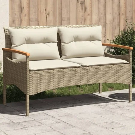 Banco de jardín y cojines ratán sintético beige 116x62,5x74 cm von vidaXL, Gartenbänke - Ref: Foro24-368403, Preis: 156,68 €,...