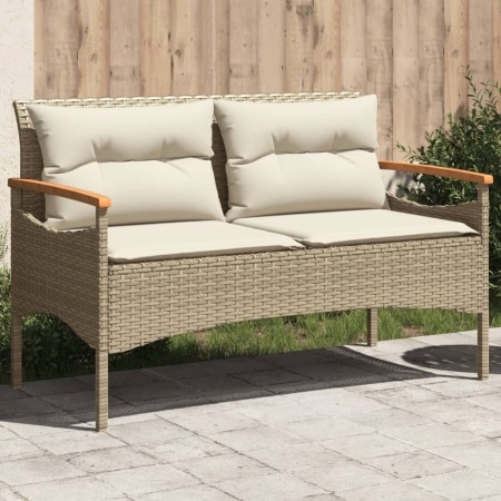 Banco de jardín y cojines ratán sintético beige 116x62,5x74 cm von vidaXL, Gartenbänke - Ref: Foro24-368403, Preis: 164,14 €,...