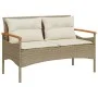 Banco de jardín y cojines ratán sintético beige 116x62,5x74 cm von vidaXL, Gartenbänke - Ref: Foro24-368403, Preis: 156,68 €,...