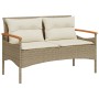 Banco de jardín y cojines ratán sintético beige 116x62,5x74 cm von vidaXL, Gartenbänke - Ref: Foro24-368403, Preis: 164,14 €,...
