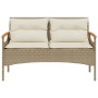 Banco de jardín y cojines ratán sintético beige 116x62,5x74 cm de vidaXL, Bancos de jardín - Ref: Foro24-368403, Precio: 156,...