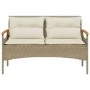Banco de jardín y cojines ratán sintético beige 116x62,5x74 cm von vidaXL, Gartenbänke - Ref: Foro24-368403, Preis: 156,68 €,...