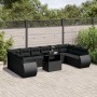 Set de sofás de jardín 11 pzas y cojines ratán sintético negro von vidaXL, Gartensets - Ref: Foro24-3268775, Preis: 806,15 €,...