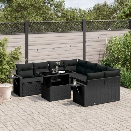 Set de sofás de jardín 8 piezas y cojines ratán sintético negro by vidaXL, Garden sets - Ref: Foro24-3267795, Price: 635,73 €...