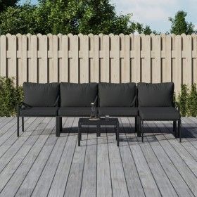 6-piece garden furniture set, steel with gray cushions by vidaXL, Garden sets - Ref: Foro24-3187951, Price: 508,81 €, Discoun...