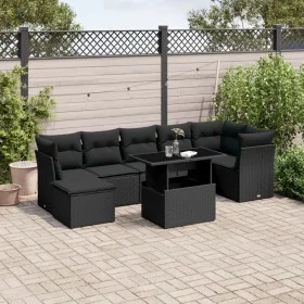 Set de sofás de jardín 8 piezas y cojines ratán sintético negro by vidaXL, Garden sets - Ref: Foro24-3266745, Price: 549,10 €...