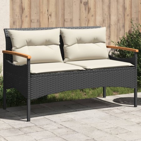 Banco de jardín y cojines ratán sintético negro 116x62,5x74 cm by vidaXL, garden benches - Ref: Foro24-368401, Price: 155,26 ...